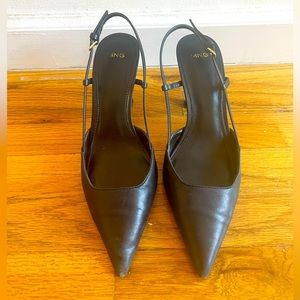 Mango Leather Heels Slingback